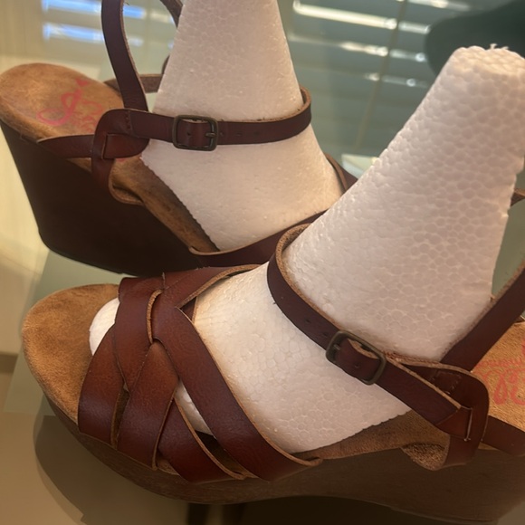 Jelly Pop Jelissa Memory Foam Brown Wood Wedge sz 10 Sandal Slingback Shoe EUC - Picture 15 of 17